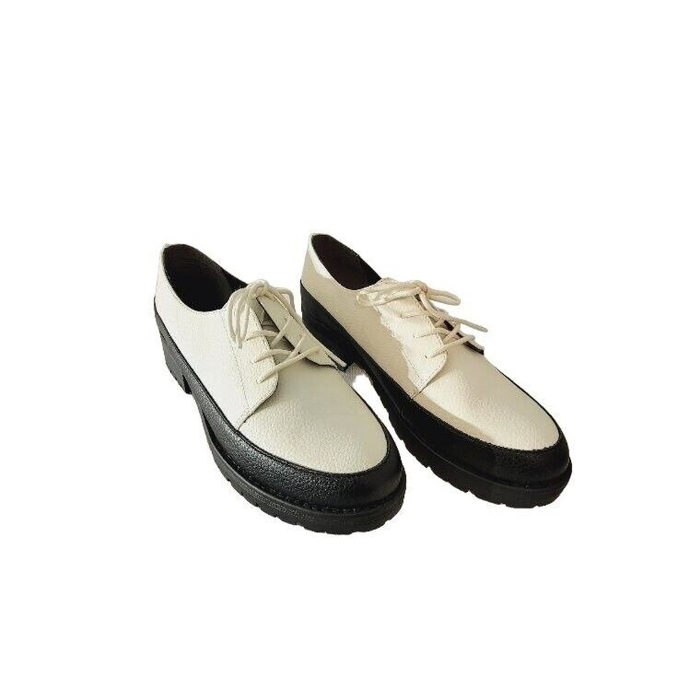 NEW Born in California Lace Up Oxfords Women's Black White Sz‎ 8 Vegan Leather